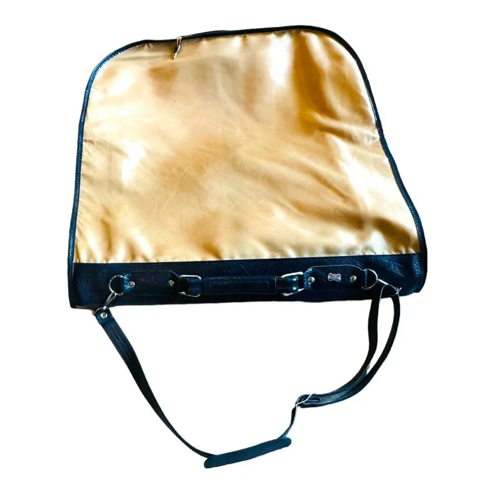 American Tourister Vintage Garment/Suit Bag Luggage Tan Nylon/Blue Faux Leather